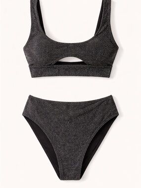 Glam Y2K Berlook shimmer cutout bikini sparkle metallic Highwaist set L